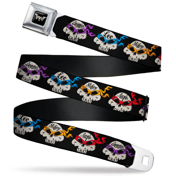 buckle down Road Rebel TMNT Logo Full Color Black/Gray Seatbelt Belt - TMNT 4-Turtle Road Rebel Skulls Black Webbing