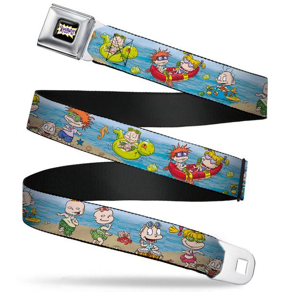 Buckle Down RUGRATS Logo Full Color Seatbelt Belt - Rugrats Beach Play Scene Webbing