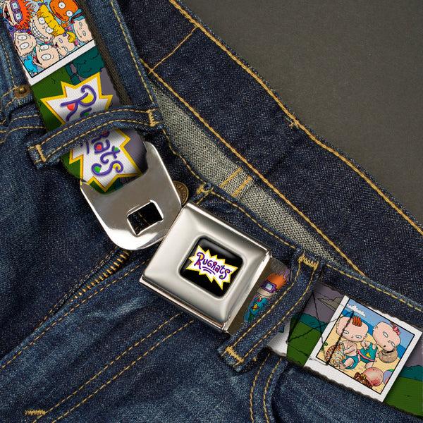 Buckle Down RUGRATS Logo Full Color Seatbelt Belt - RUGRATS Character Snapshots Webbing