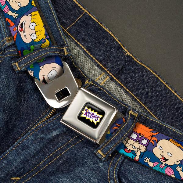 Buckle Down RUGRATS Logo Full Color Seatbelt Belt - RUGRATS Group Pose2 W/Reptar Webbing