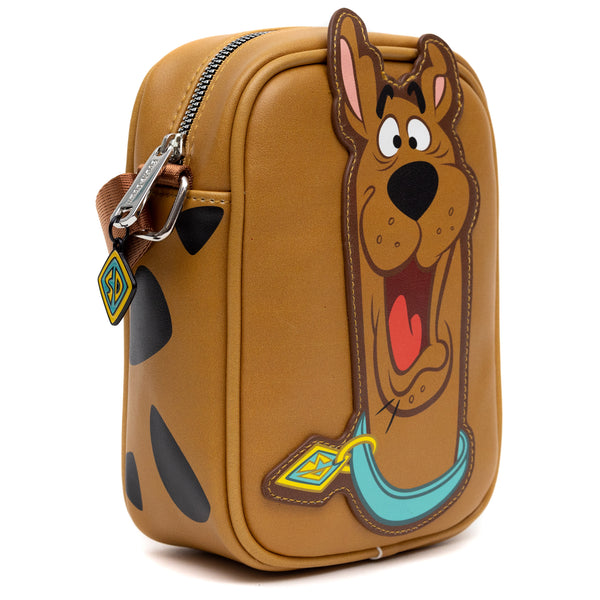 Buckle Down Scooby Doo Bag Cross Body Scooby Doo Smiling Face And Spots Brown Vegan Leather