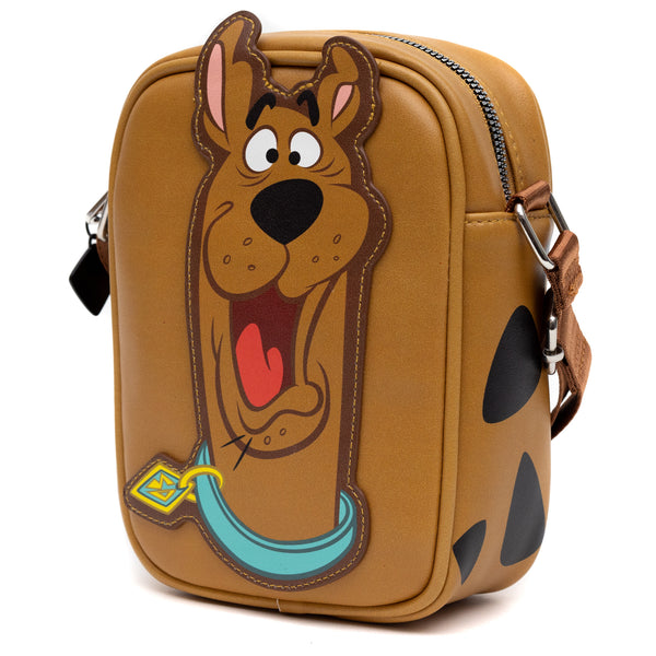 Buckle Down Scooby Doo Bag Cross Body Scooby Doo Smiling Face And Spots Brown Vegan Leather