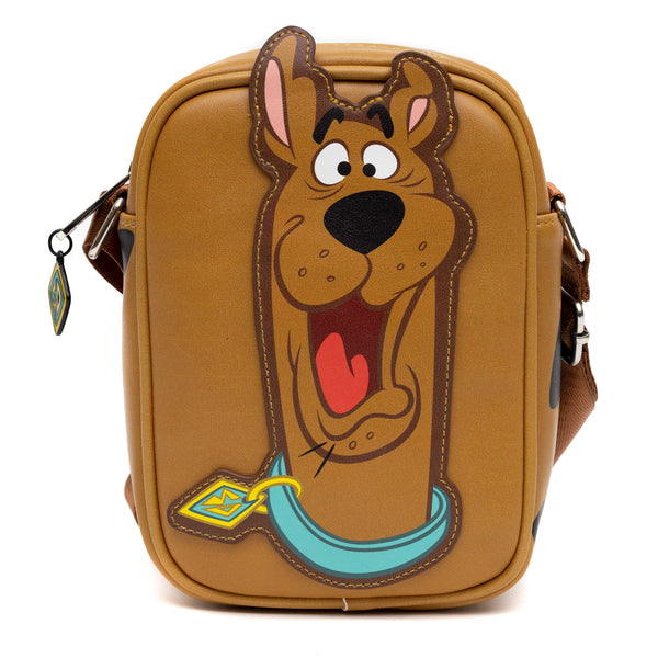 buckle down Scooby Doo Bag Cross Body Scooby Doo Smiling Face and Spots Brown Vegan Leather