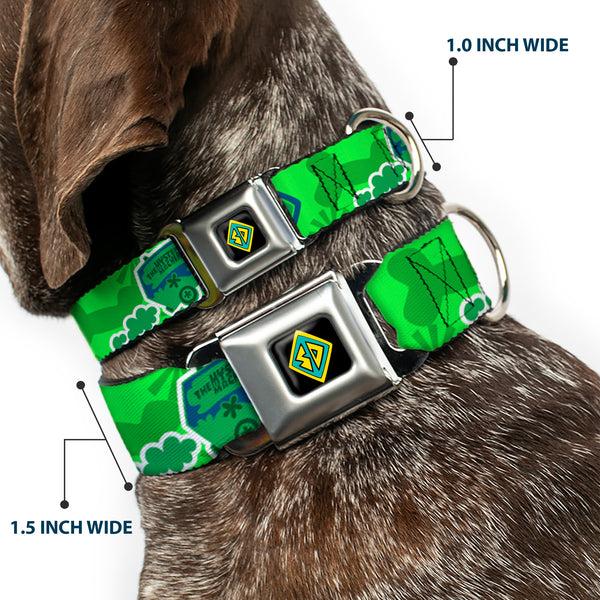 Buckle Down Scooby Doo Dog Tag Full Color Seatbelt Buckle Collar - Scooby Doo Mystery Machine/Dog Tag Collage Greens/Blues