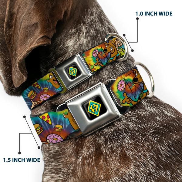 Buckle Down Scooby Doo Dog Tag Full Color Seatbelt Buckle Collar - Scooby Doo And Shaggy Poses/Munchies Tie Dye Multi Color