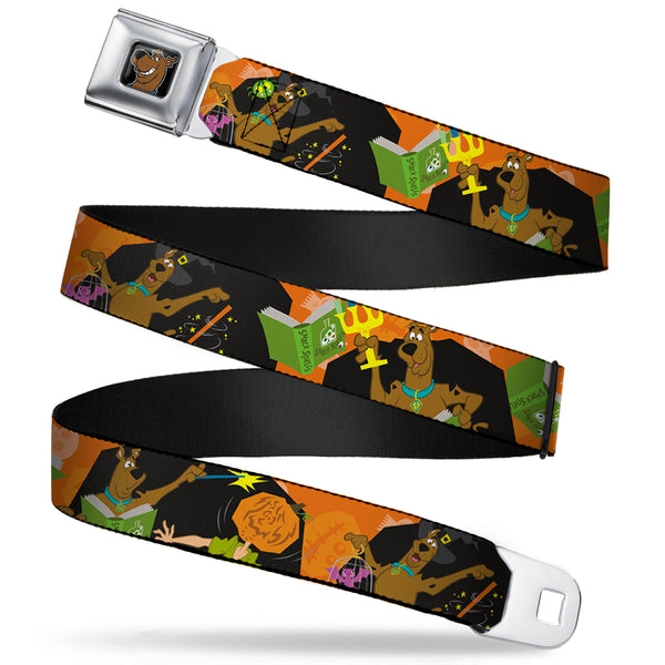 buckle down Scooby Doo Face Full Color Black Seatbelt Belt - Scooby Doo Halloween/Snack Spells Webbing