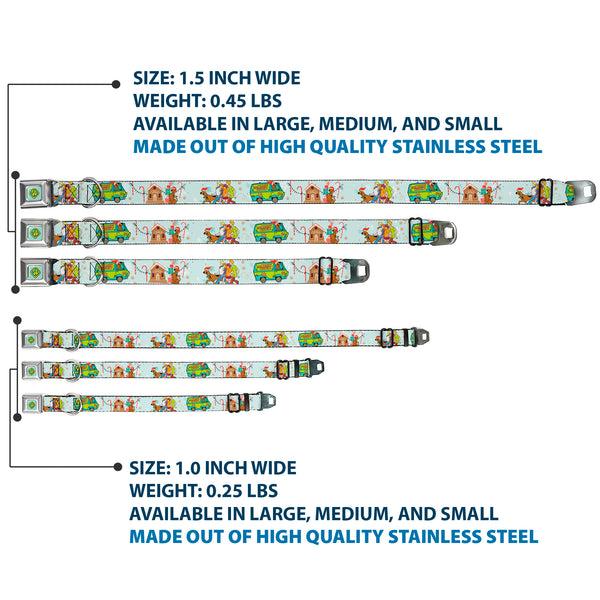 Buckle Down Scooby Doo SD Dog Tag Baby Blue Seatbelt Buckle Collar - Scooby Doo Holiday Scenes And Icons Baby Blue