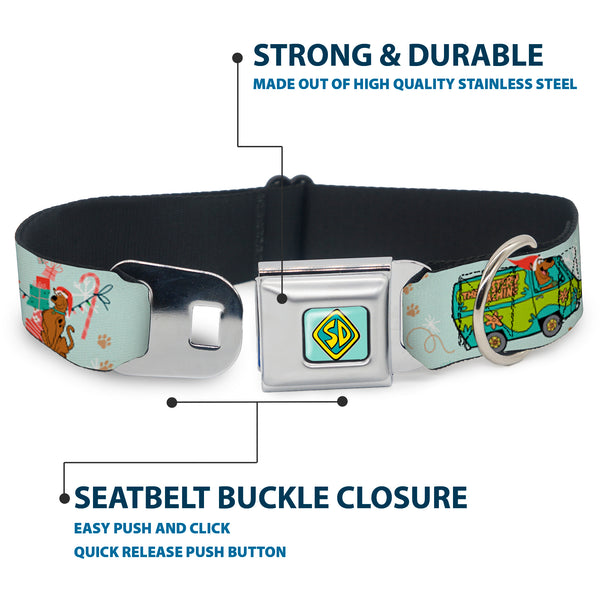 Buckle Down Scooby Doo SD Dog Tag Baby Blue Seatbelt Buckle Collar - Scooby Doo Holiday Scenes And Icons Baby Blue