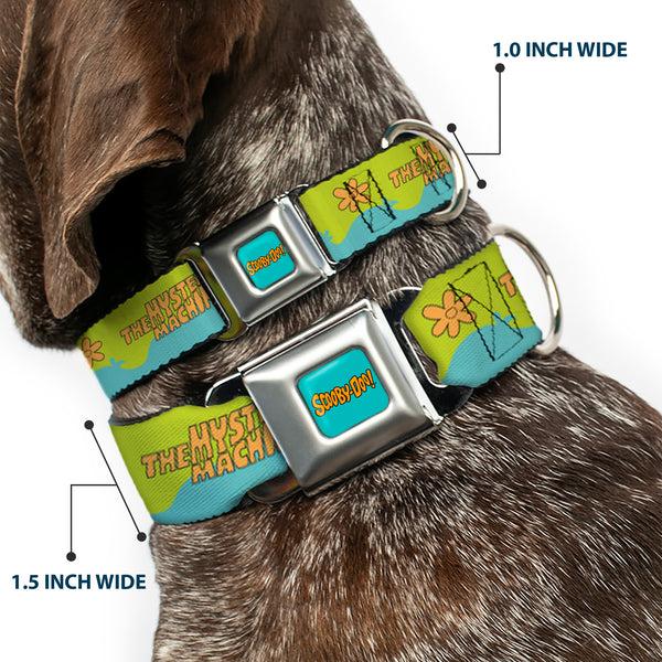 Buckle Down SCOOBY DOO Text Logo Full Color Aqua/Orange Seatbelt Buckle Collar - Scooby Doo THE MYSTERY MACHINE Paint Job Green/Aqua/Orange