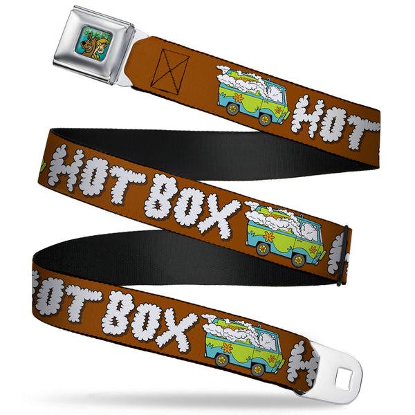buckle down Scooby & Shaggy BAKED Full Color Turquoise Green Seatbelt Belt - Mystery Machine HOT BOXED Clouds Orange/White Webbing