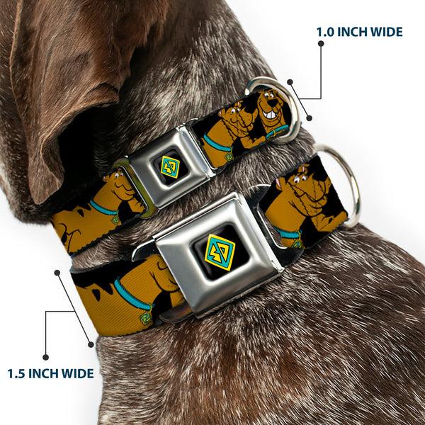 Buckle Down SD Dog Tag Full Color Black Yellow Blue Seatbelt Buckle Collar - Scooby Doo Stacked CLOSE-UP Black