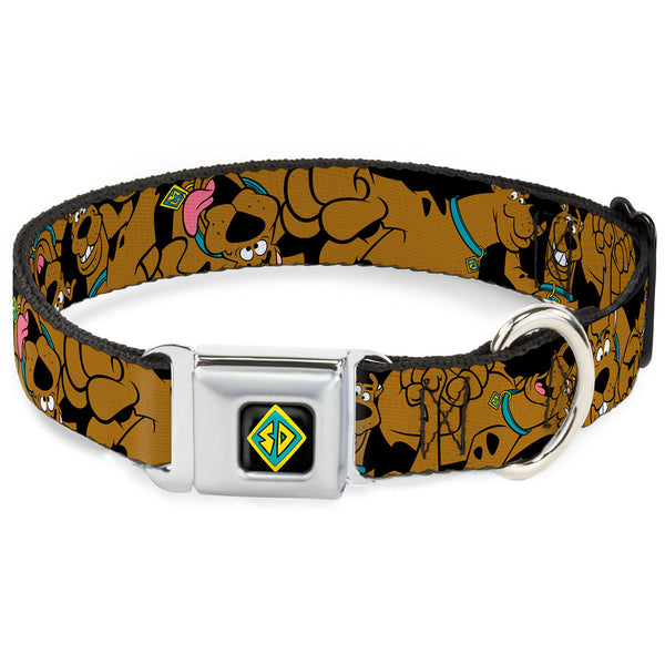 buckle down SD Dog Tag Full Color Black Yellow Blue Seatbelt Buckle Collar - Scooby Doo Stacked CLOSE-UP Black