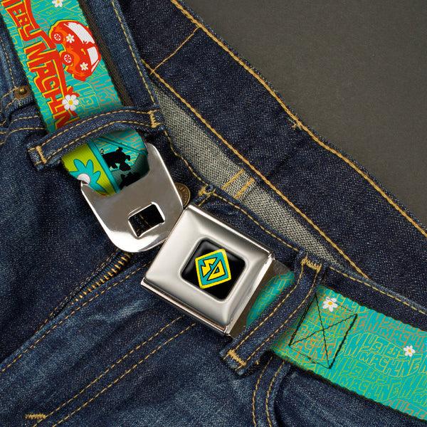 Buckle Down SD Dog Tag Full Color Black Yellow Blue Seatbelt Belt - Scooby Doo Group In THE MYSTERY MACHINE Webbing