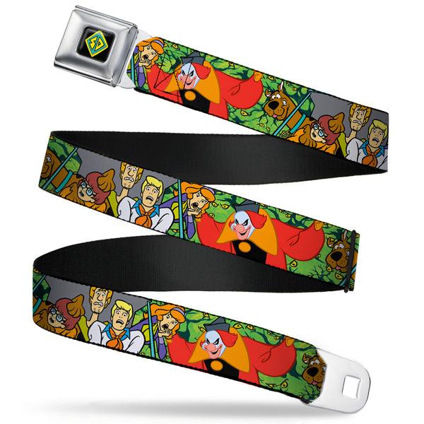 buckle down SD Dog Tag Full Color Black Yellow Blue Seatbelt Belt - Scooby Doo Group w/Ghost Clown & Eyes Webbing