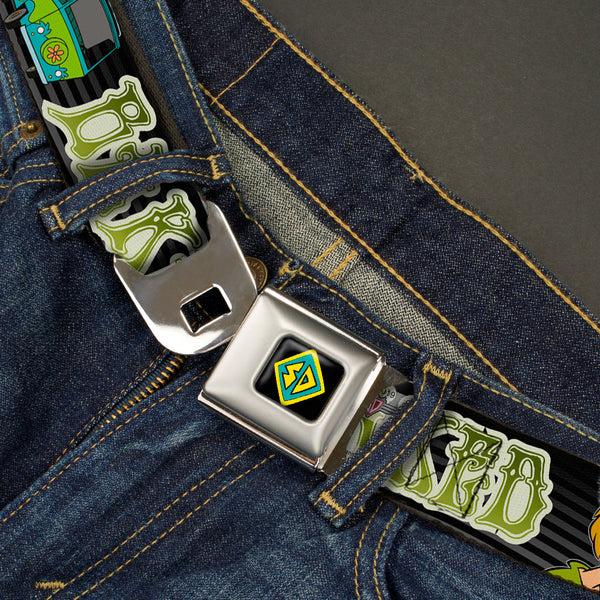 Buckle Down SD Dog Tag Full Color Black Yellow Blue Seatbelt Belt - Shaggy/Mystery Machine HOT BOXED/BAKED Black/Gray/Green Webbing