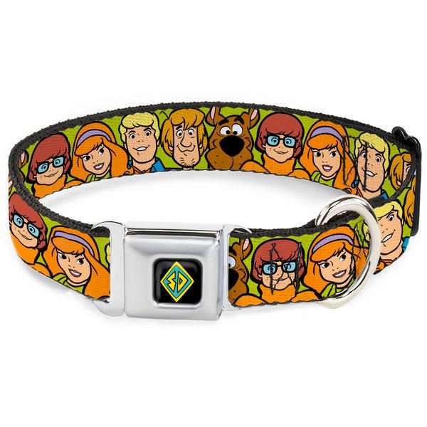 buckle down SD Dog Tag Full Color Black/Yellow/Blue Seatbelt Buckle Collar - Scooby Doo Character Faces Close-Up Green
