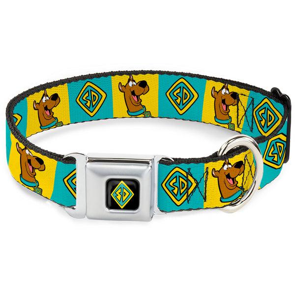buckle down SD Dog Tag Full Color Black/Yellow/Blue Seatbelt Buckle Collar - Scooby Doo Pose and Dog Tag Blocks Yellow/Blue