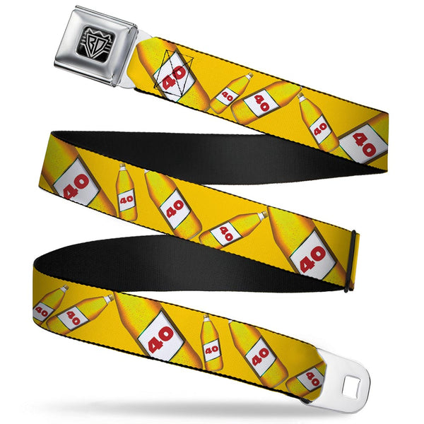 buckle down Seatbelt Belt - 40 Oz. Beer Bottles Yellow