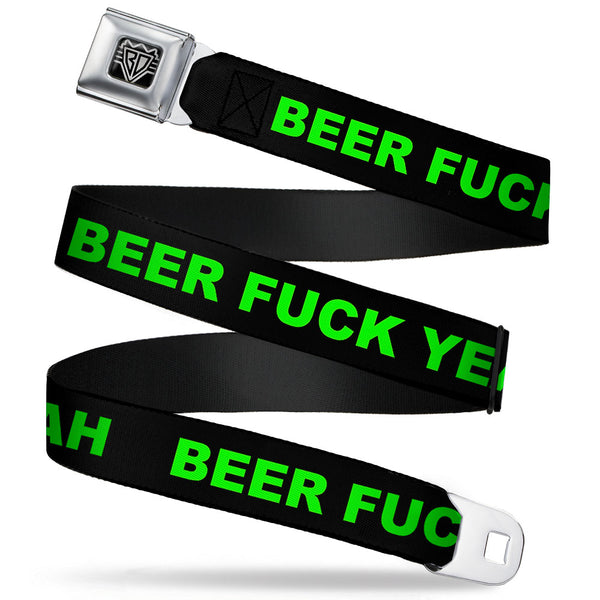 buckle down Seatbelt Belt - BEER FUCK YEAH Black/Neon Green
