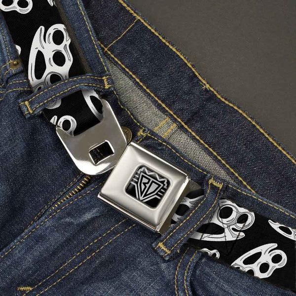 Buckle Down Seatbelt Belt - Brass Knuckles Black/White
