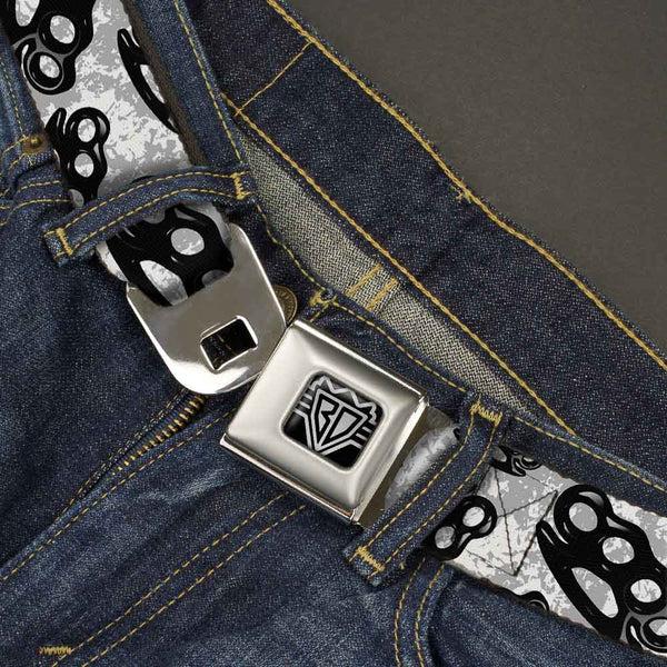 Buckle Down Seatbelt Belt - Brass Knuckles White/Gray/Black