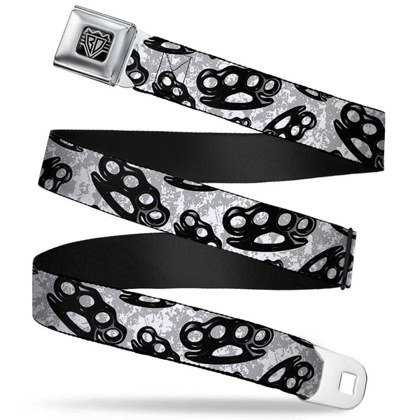 buckle down Seatbelt Belt - Brass Knuckles White/Gray/Black