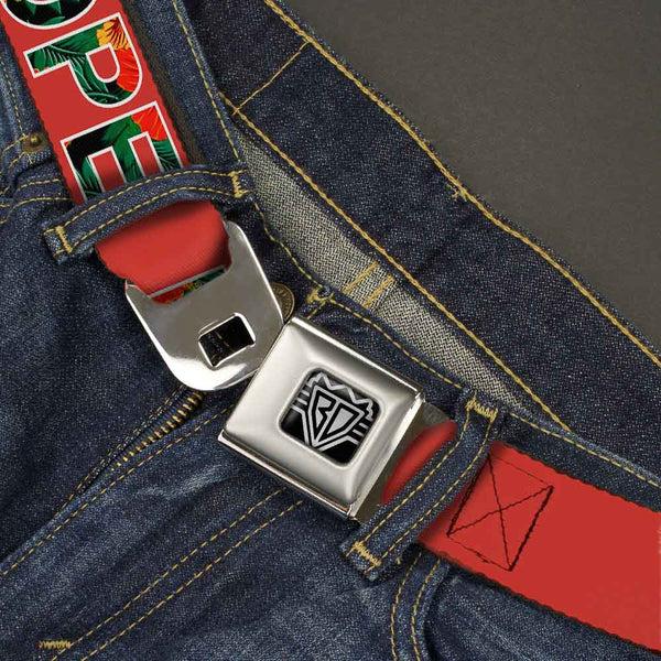 Buckle Down Seatbelt Belt - DOPE Red/Black/Tropical Flowers