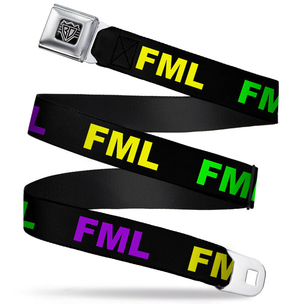 buckle down Seatbelt Belt - FML Black/Yellow/Green/Purple