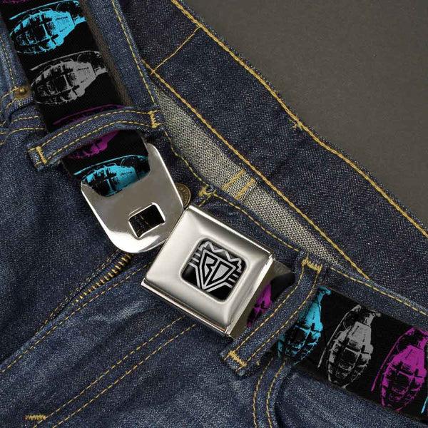 Buckle Down Seatbelt Belt - Grenades Black/Gray/Purple/Baby Blue