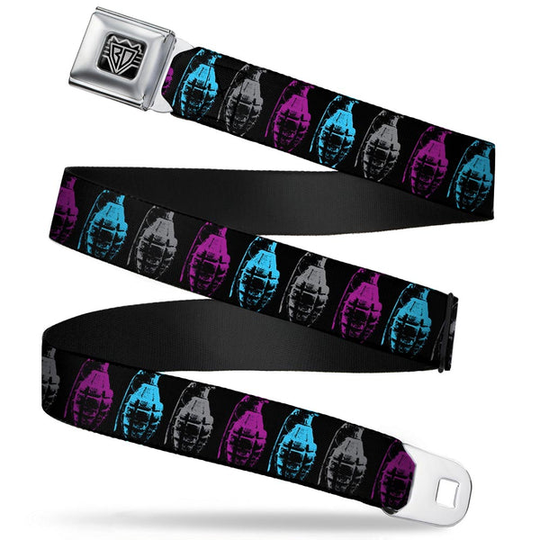 buckle down Seatbelt Belt - Grenades Black/Gray/Purple/Baby Blue