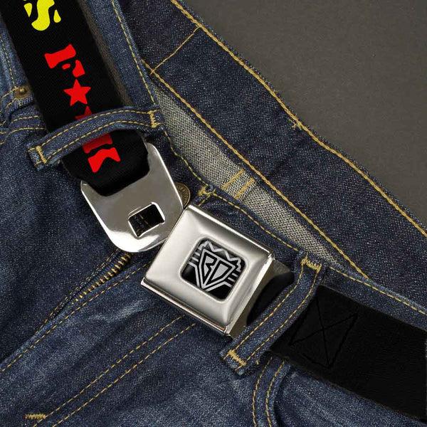 Buckle Down Seatbelt Belt - HIGH AS F**K Black/Green/Yellow/Red