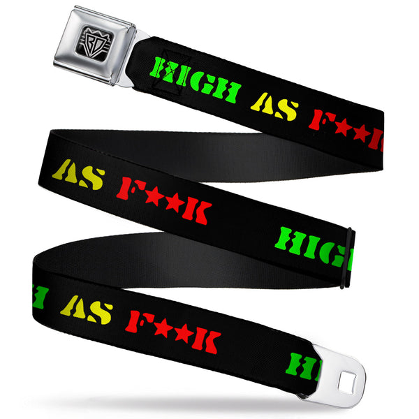buckle down Seatbelt Belt - HIGH AS F**K Black/Green/Yellow/Red
