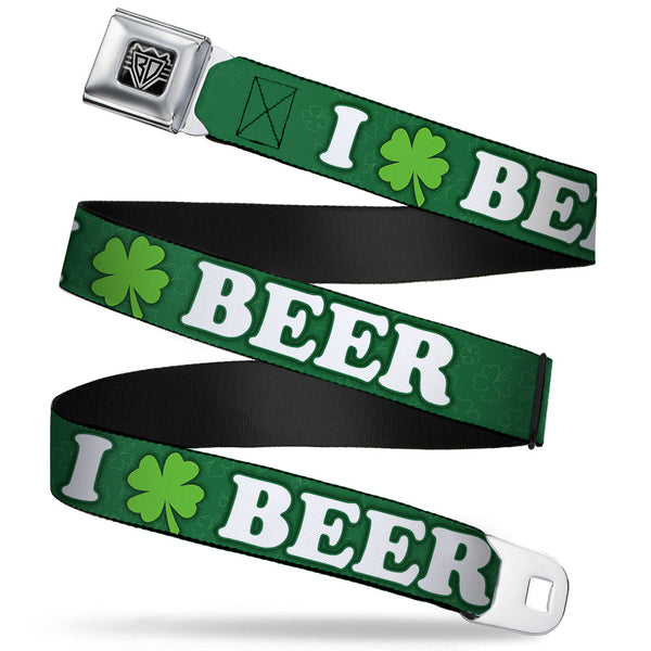 buckle down Seatbelt Belt - I "Clover" BEER/Clover Outlines Greens/White