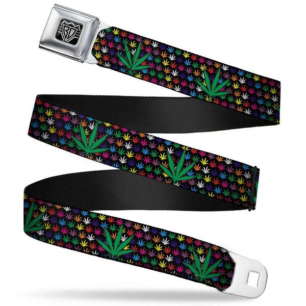 buckle down Seatbelt Belt - Marijuana Garden Black/Multi Color