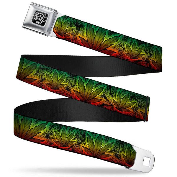 buckle down Seatbelt Belt - Marijuana Haze Rasta/Rasta