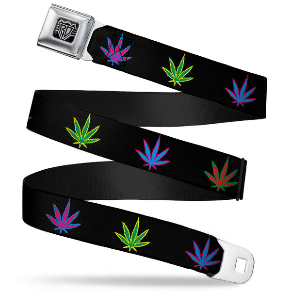 buckle down Seatbelt Belt - Marijuana Leaf Repeat Black/Multi Color