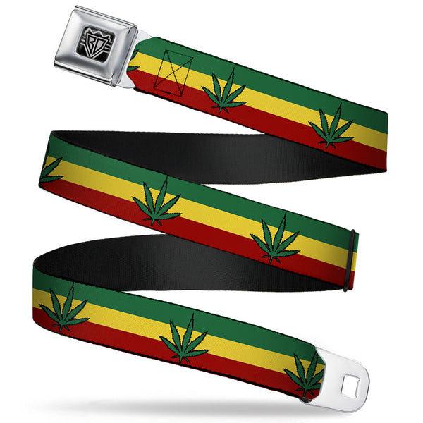 buckle down Seatbelt Belt - Marijuana Leaf Repeat Rasta