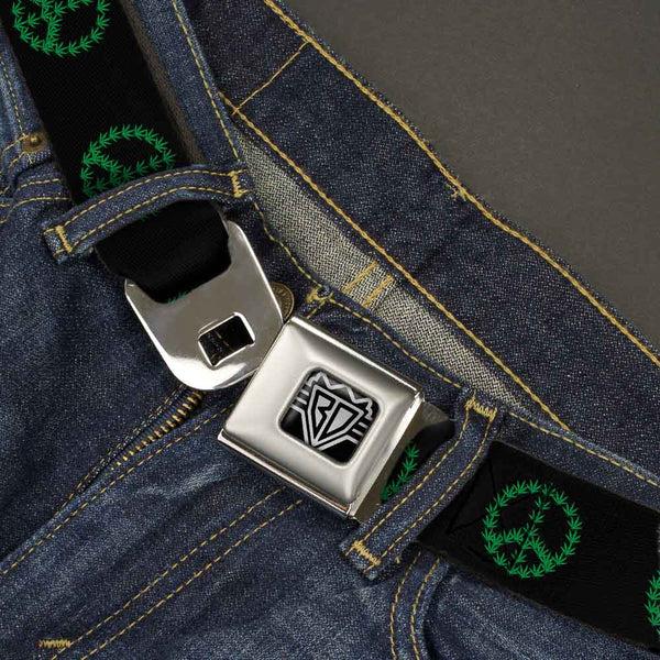 Buckle Down Seatbelt Belt - Marijuana Peace Repeat Black/Green