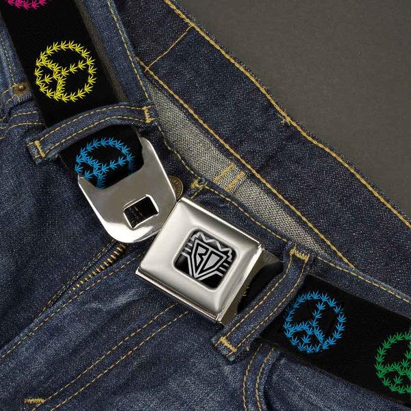 Buckle Down Seatbelt Belt - Marijuana Peace Repeat Black/Multi Color