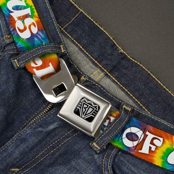 Buckle Down Seatbelt Belt - ONE OF US LIKES GRASS/Tie Dye Multi Color/White
