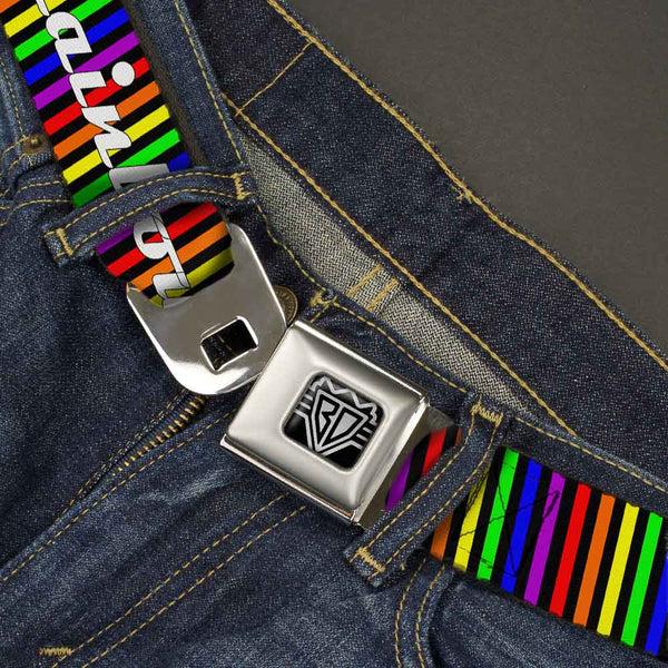 Buckle Down Seatbelt Belt - TASTE MY RAINBOW Black/Multi Color