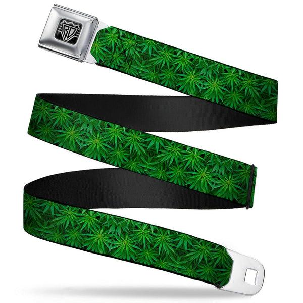 buckle down Seatbelt Belt - Vivid Marijuana Leaves Stacked buckle down Seatbelt Belt - Vivid Marijuana Leaves Stacked