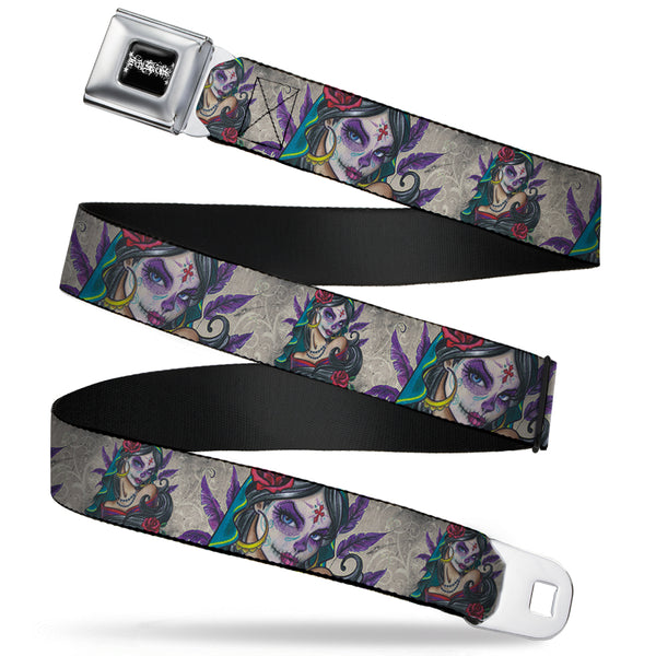 buckle down SEXY INK GIRLS Full Color Black White Seatbelt Belt - Muerta Webbing