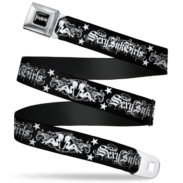 buckle down SEXY INK GIRLS Full Color Black White Seatbelt Belt - Sexy Bitch Webbing