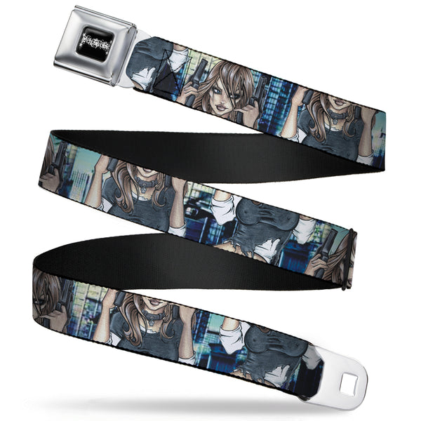 buckle down SEXY INK GIRLS Full Color Black White Seatbelt Belt - Gutter Sluts Webbing