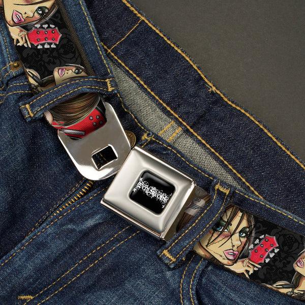 Buckle Down SEXY INK GIRLS Full Color Black White Seatbelt Belt - Jordan Webbing