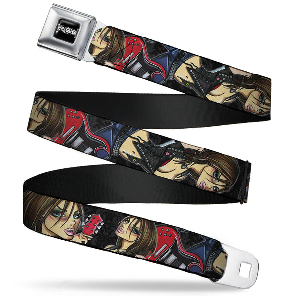 buckle down SEXY INK GIRLS Full Color Black White Seatbelt Belt - Jordan Webbing