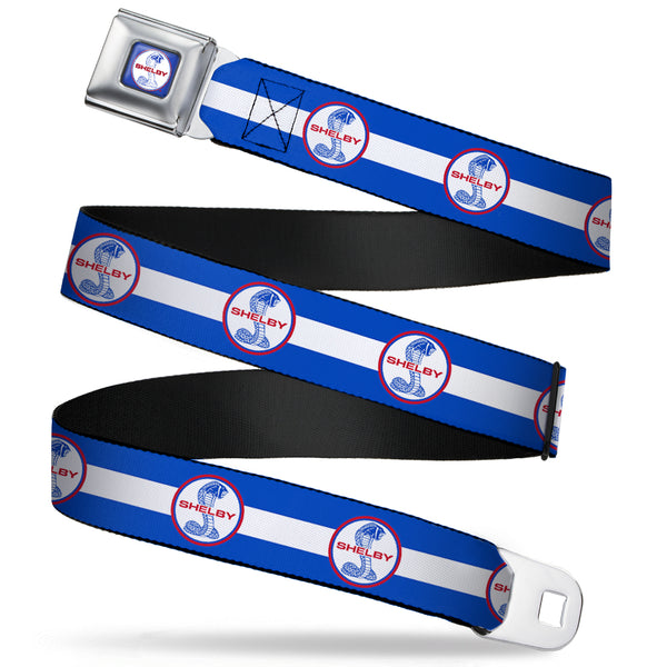 buckle down SHELBY Tiffany Split Full Color Blue Red White Seatbelt Belt - SHELBY Tiffany Split/Stripe Blue/White/Red Webbing