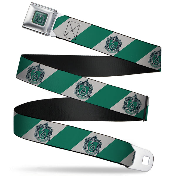 buckle down SLYTHERIN Crest Full Color Green Seatbelt Belt - SLYTHERIN Crest Diagonal Stripe Gray/Green Webbing