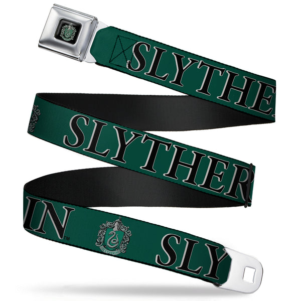 Buckle Down Slytherin Crest Full Color Seatbelt Belt - Harry Potter SLYTHERIN & Crest Green/Black Webbing